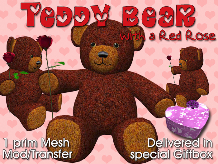 Custom Love: Teddy Bear with Red Rose