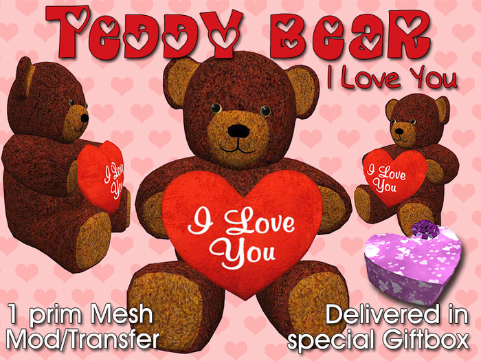 Second Life Marketplace Custom Love Teddy Bear I Love You