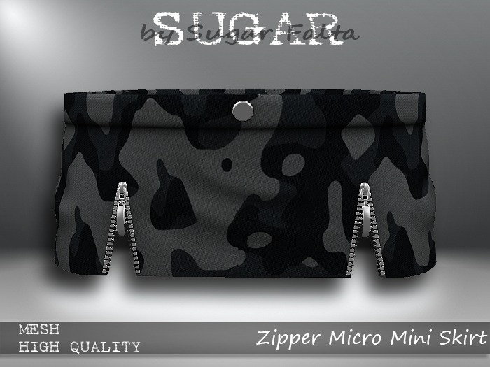 SUGAR Zipper Micro Mini Skirt - CAMO