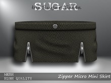 SUGAR Zipper Micro Mini Skirt - KHAKI TWEED