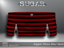 SUGAR Zipper Micro Mini Skirt - RED STRIPED