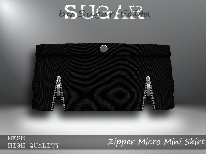 SUGAR Zipper Micro Mini Skirt - BLACK