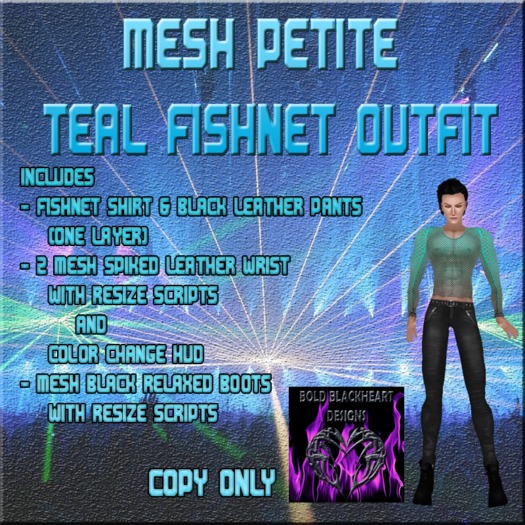 BBD - Mesh Petite Teal Fishnet
