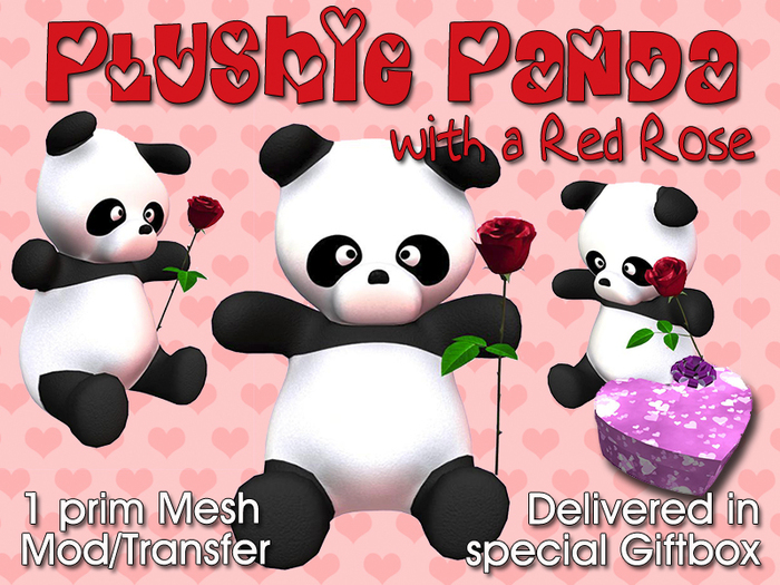 Custom Love: Plushie Panda with Red Rose