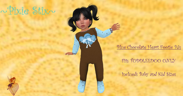 {Pixie Stix} Blue Chocolate Heart PJs TD