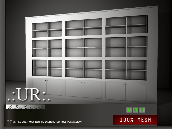 .:UR:. Graceful Vintage Living - Built In Bookcase (full perm mesh)