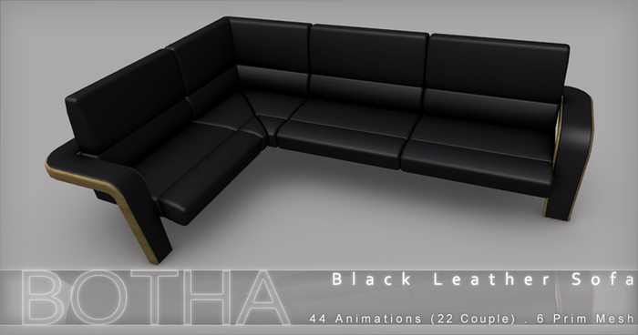 Botha Leather L Sofa (Black)