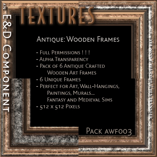 Second Life Marketplace - [AWF003] 6 512px Antique Peeling Wood Frame ...