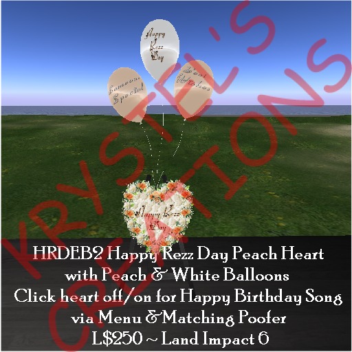 HRDEB2 Happy Rezz Day Peach Heart Balloons on Easel (Rezz Me)