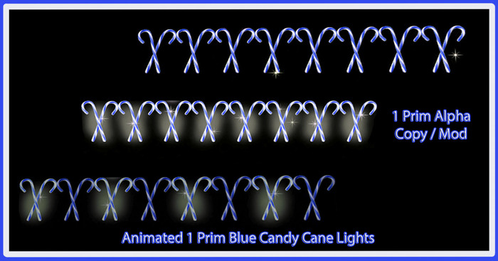 Animated Alpha Blue candy cane lights