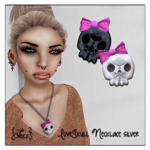 {Free} LoveSkull Necklace silver BOX