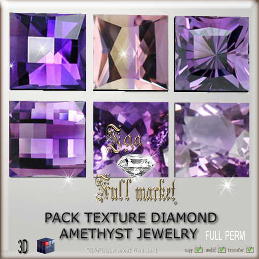 PACK TEXTURE DIAMOND AMETHYST JEWELRY