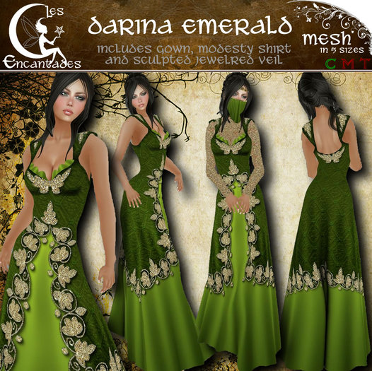 Darina Emerald - medieval mesh outfit **SALE**
