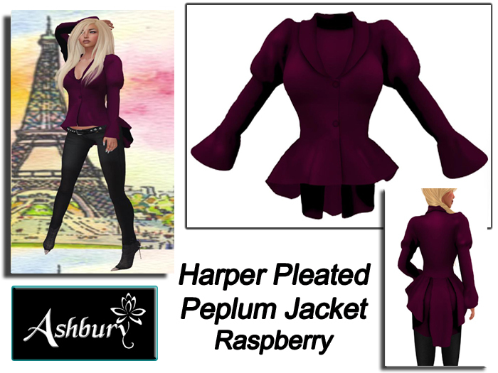 [Ashbury] Harper Peplum Jacket-Raspberry