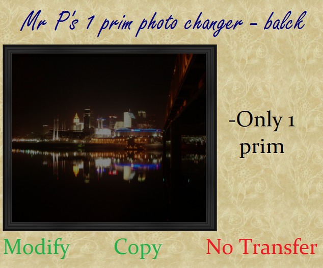 "Mr P's 1 prim Photo Changer - black frame"