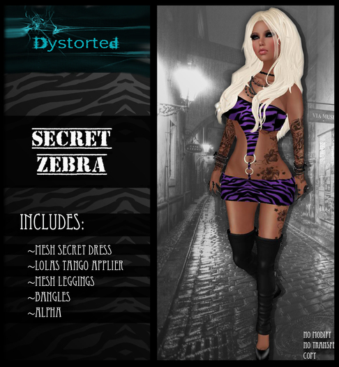 .:Dystorted:. Secret Dress Zebra Purple