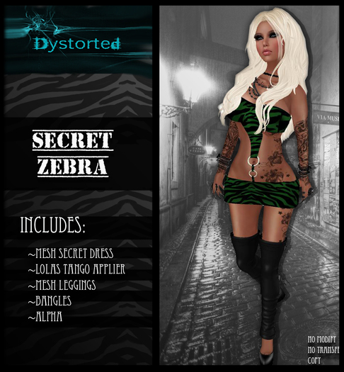 .:Dystorted:. Secret Dress Zebra Green-[Box]