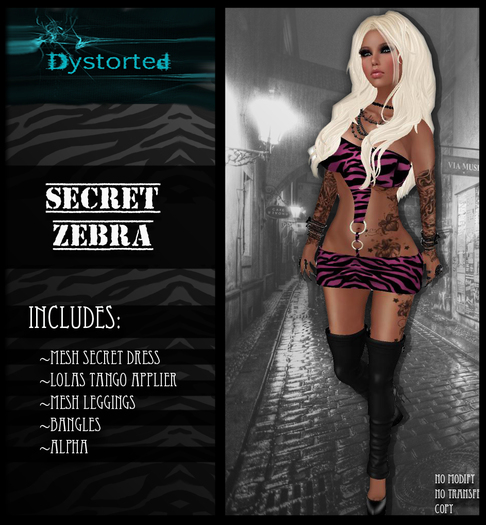 .:Dystorted:. Secret Dress Zebra Pink-[Box]