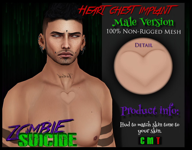 :Z.S: Heart Chest implant Male