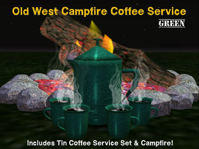 Old West Campfire Coffee Service - Tin Cup GREEN (B)