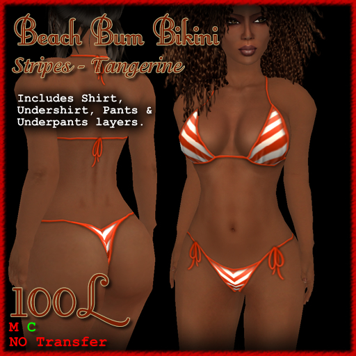 [ Demure ] Beach Bum Bikini - Tangerine Stripes