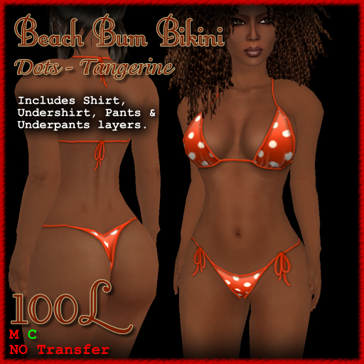 [ Demure ] Beach Bum Bikini - Tangerine Dots