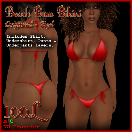 [ Demure ] Beach Bum Bikini - Red
