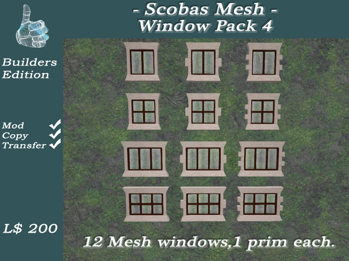 Scobas Full Perm Mesh Window Pack 4