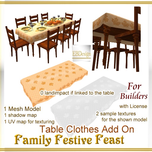 EBDesign Family festive feast table clothes mesh add on