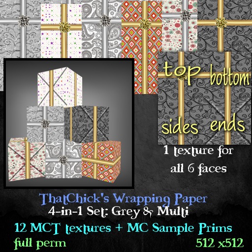 ~tc~ 4 in 1 Wrapping Paper Set - grey & multi 