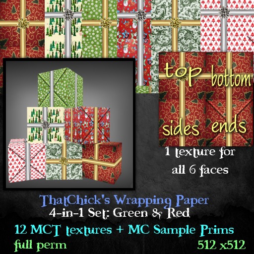 ~tc~ 4 in 1 Wrapping Paper Set - green & red 