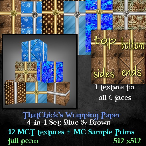 ~tc~ 4 in 1 Wrapping Paper Set - blue & brown 