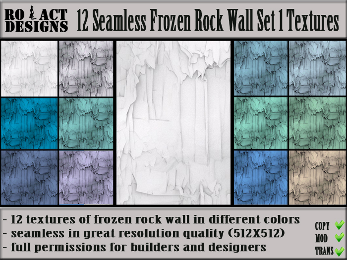 Ro!Act Designs 12 Seamless Frozen Rock Wall Set 1 Textures