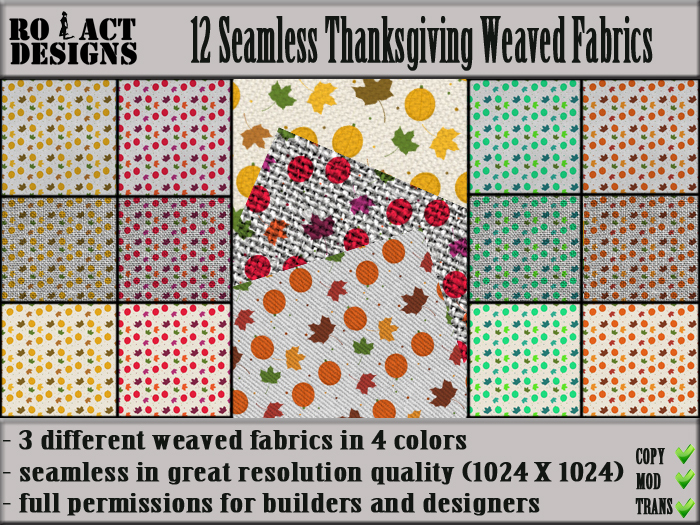Ro!Act Designs 12 Seamless Thanksgiving Weaved Fabrics