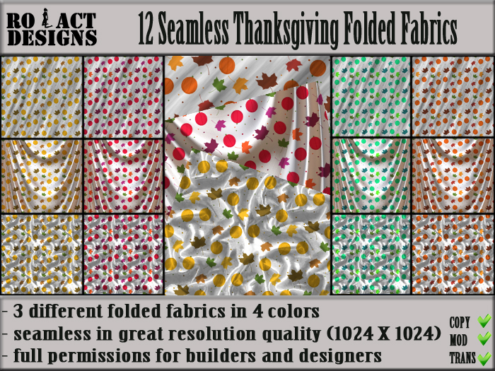Ro!Act Designs 12 Seamless Thanksgiving Folded Fabrics
