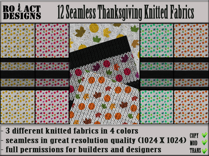 Ro!Act Designs 12 Seamless Thanksgiving Knitted Fabrics
