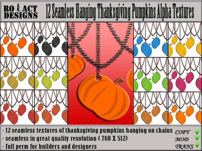 Ro!Act Designs 12 Seamless Hanging Thanksgiving Pumpkins Alphas