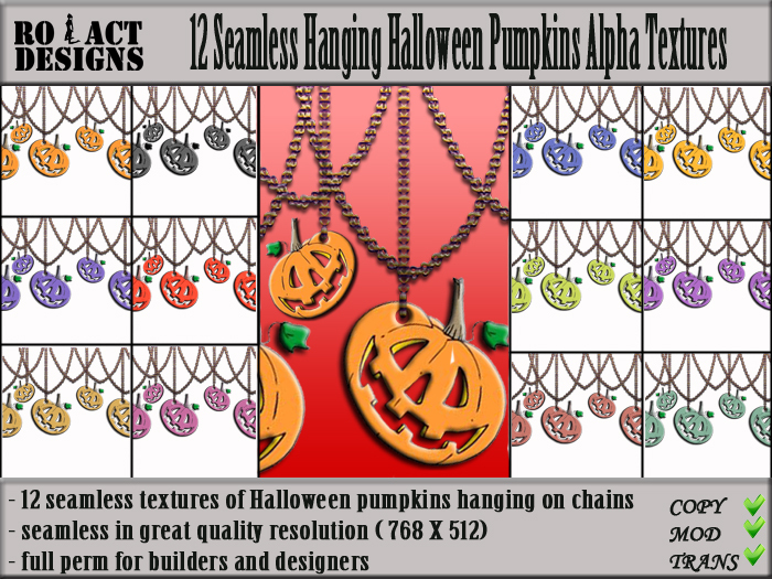 Ro!Act Designs 12 Seamless Hanging Halloween Pumpkins