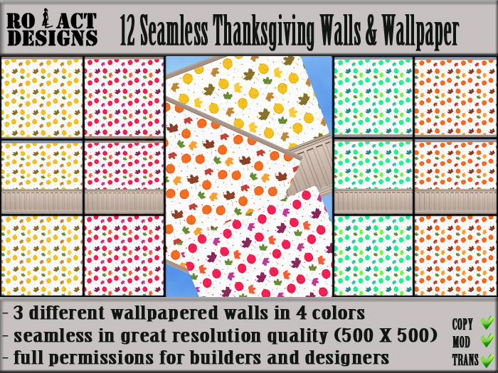 Ro!Act Designs 12 Seamless Thanksgiving Walls & Wallpapers