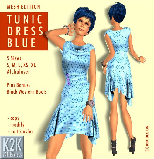 mesh - tunic dress blue #