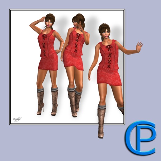 C&P Red Leather Corset set