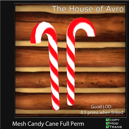 Mesh Full Perm Candy Cane - Christmas