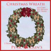 Christmas Wreath - Red Bow & Babys Breath/Multi