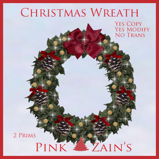 Christmas Wreath - Red Bow & Pinecones/Multi