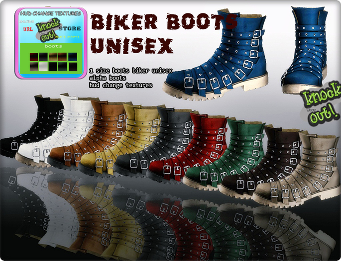 ..::knockout..::bikers unisex boots