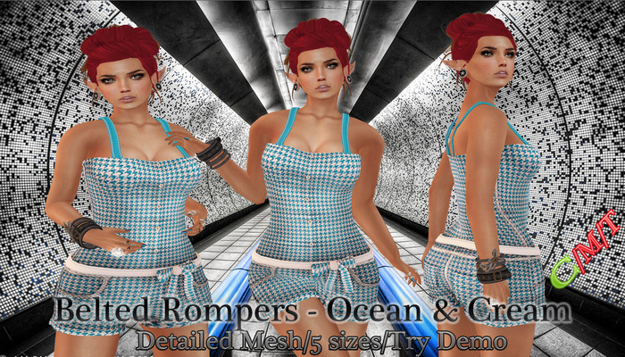 Chicalicious  Rompers  - Ocean & Cream Houndstooth