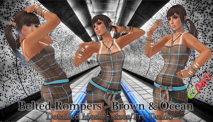 Chicalicious  Rompers  - Brown & Ocean Plaid