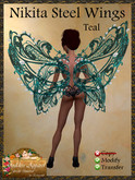 *Goddess* Nikita Steel Teal Fairy Wings