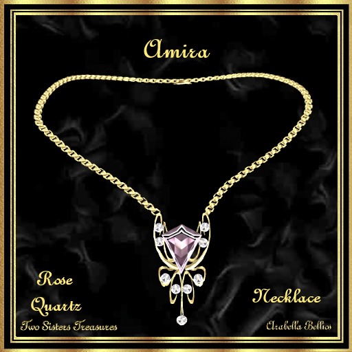 TST - AMIRA ROSE QUARTZ DIAMOND NECKLACE YG.