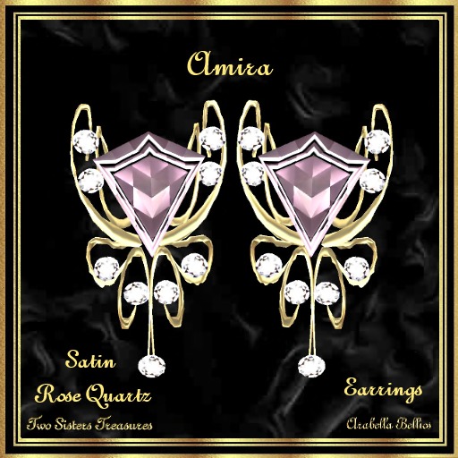 TST - AMIRA ROSE QUARTZ DIAMOND EARRINGS YG.